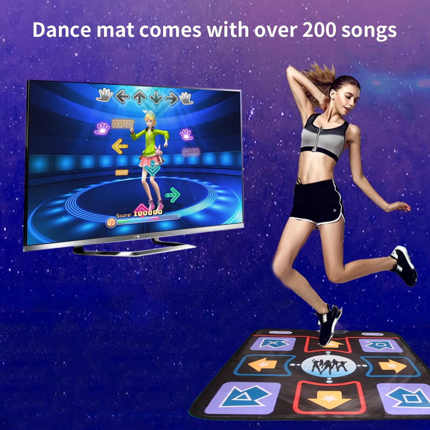 Dance Mat Electric HD TV Dancing Step Pad With 20+Games, 200+Songs, Fitness, And 2.4G Wireless Handle, MTV& Cartoon Multi Mode, Anti-Slip, Gift, Christmas Gifts, Halloween Gifts