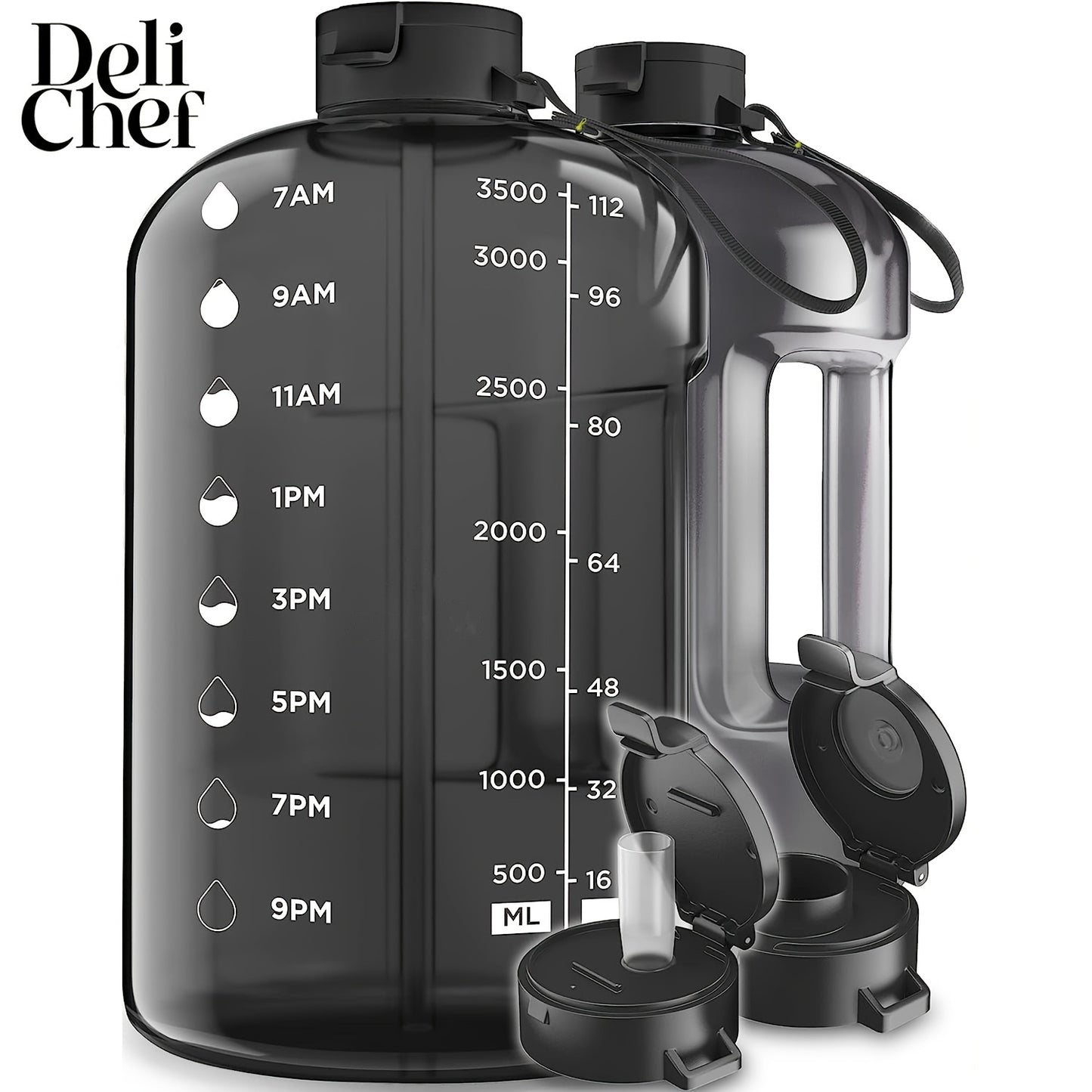 Hydrate Like a Pro – 3.8L/128oz Time-Marked Water Bottle with Straw