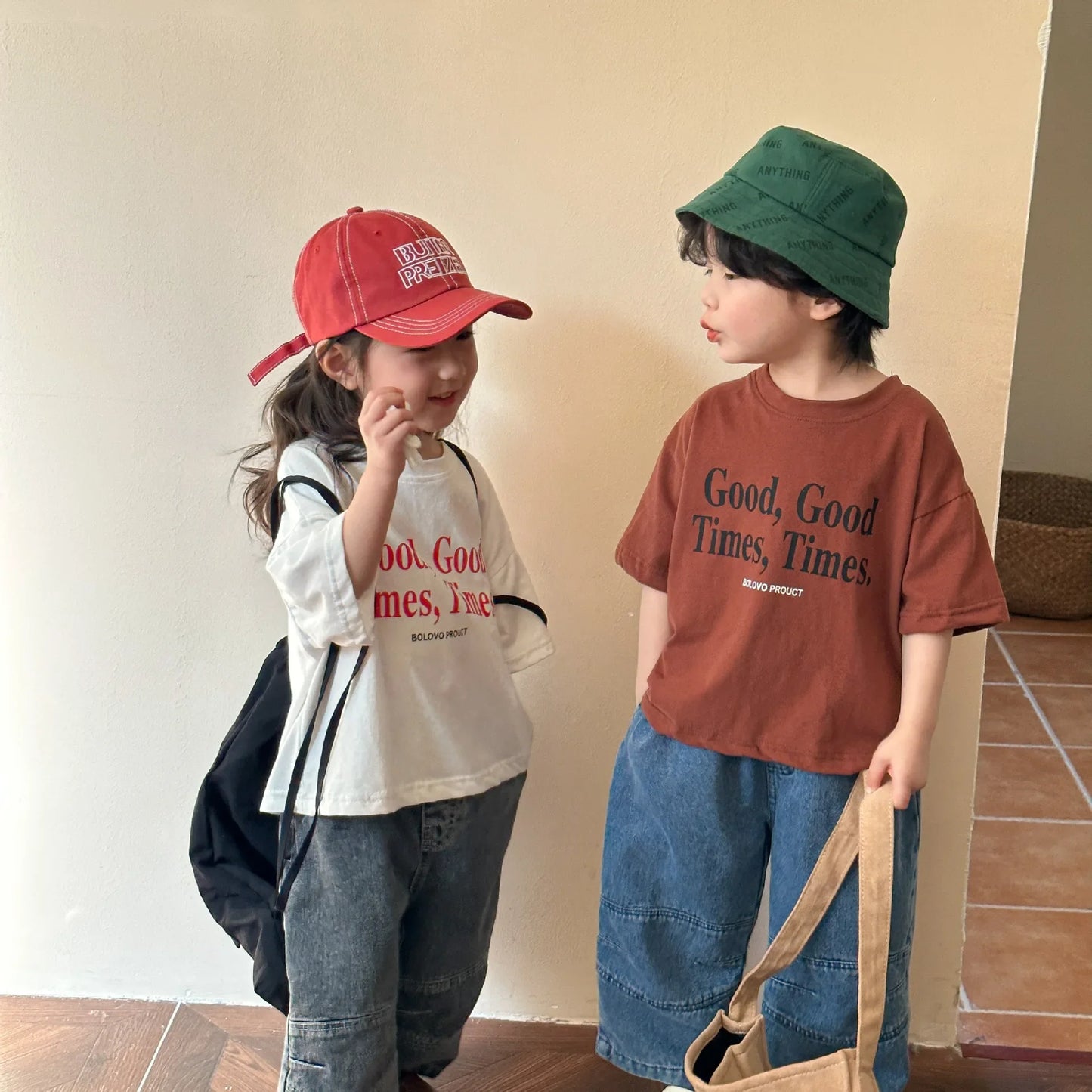 Oversized Letter Print T-shirt Cotton Loose Short Sleeve Tees Kid Casual Tops Toddler Clothes