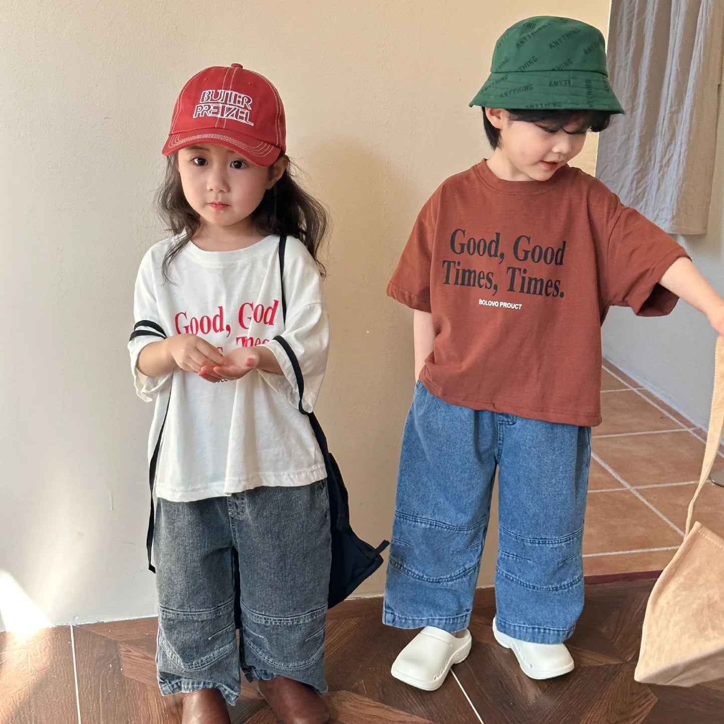 Oversized Letter Print T-shirt Cotton Loose Short Sleeve Tees Kid Casual Tops Toddler Clothes