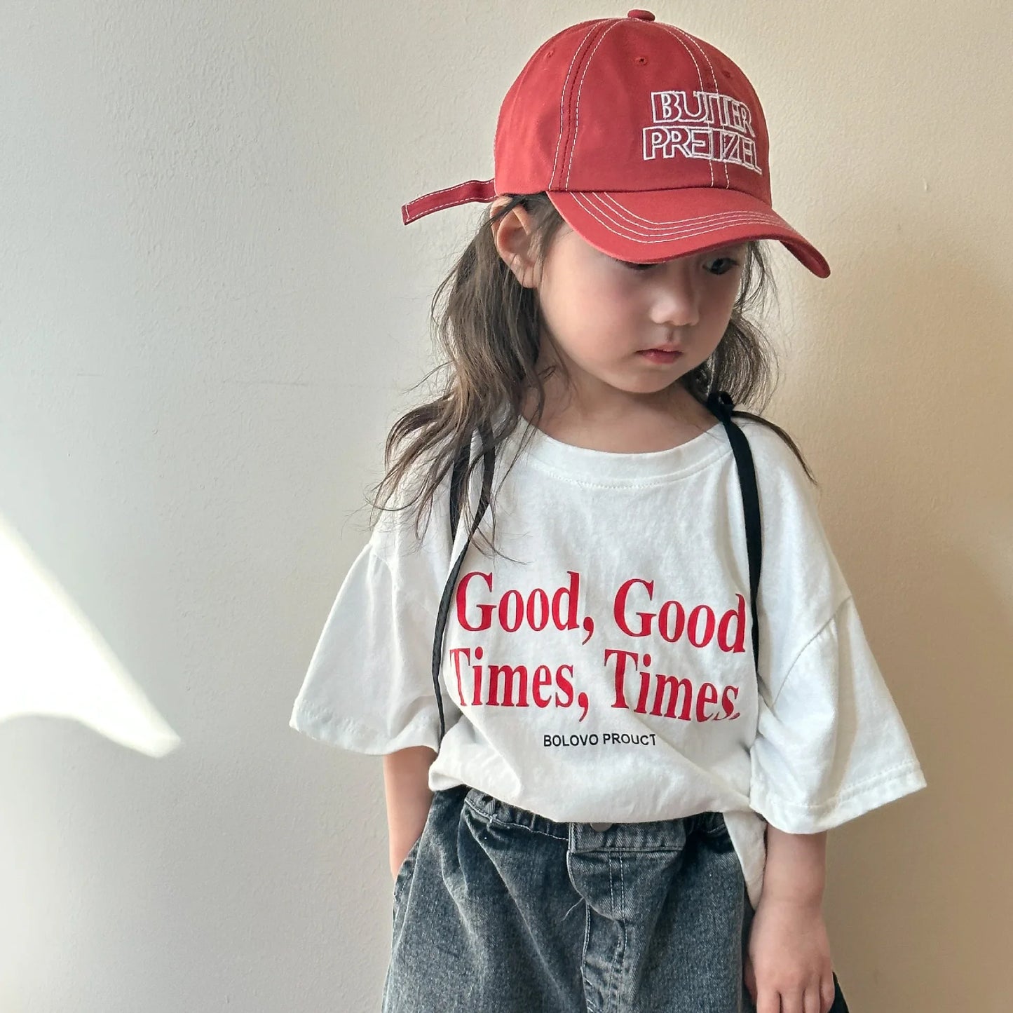 Oversized Letter Print T-shirt Cotton Loose Short Sleeve Tees Kid Casual Tops Toddler Clothes