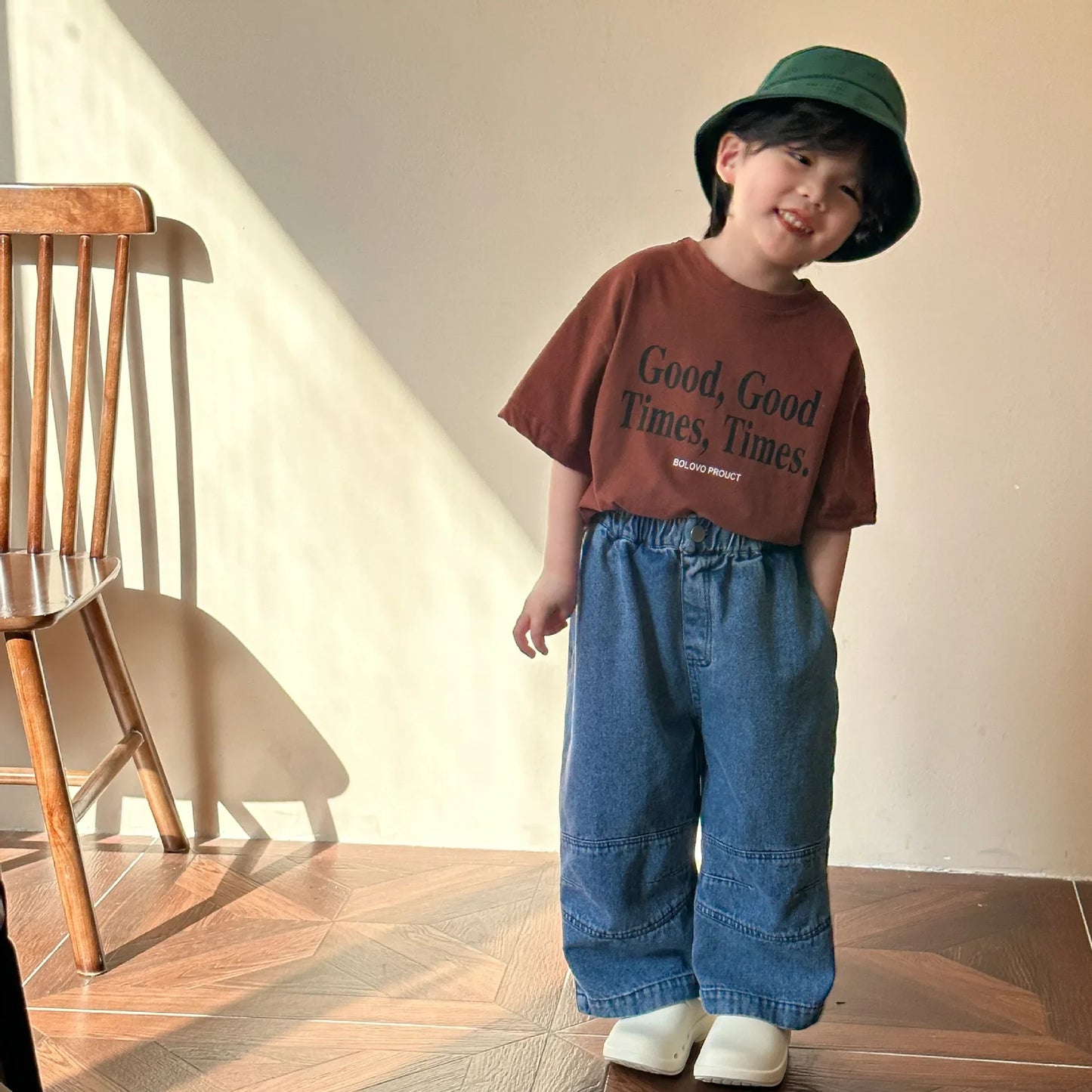 Oversized Letter Print T-shirt Cotton Loose Short Sleeve Tees Kid Casual Tops Toddler Clothes