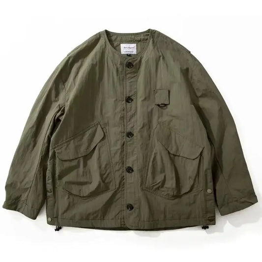 Spring Autumn Mountain Style O-neck Large Pocktes Outdoor Jackets Men's American Solid Color Loose Casual Single Breasted Coats